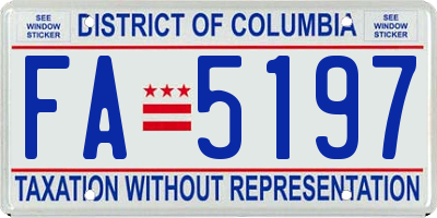 DC license plate FA5197