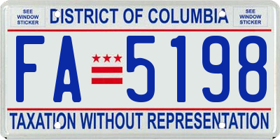 DC license plate FA5198