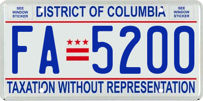 DC license plate FA5200