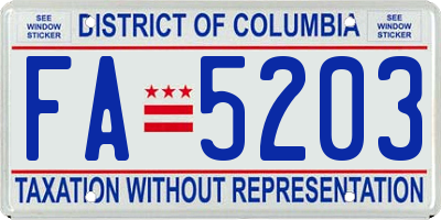 DC license plate FA5203