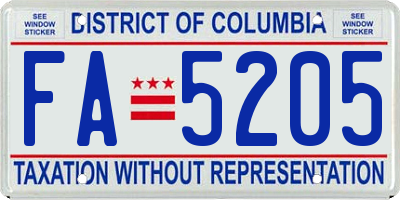 DC license plate FA5205