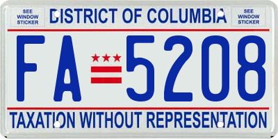 DC license plate FA5208