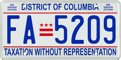 DC license plate FA5209