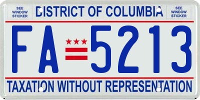 DC license plate FA5213