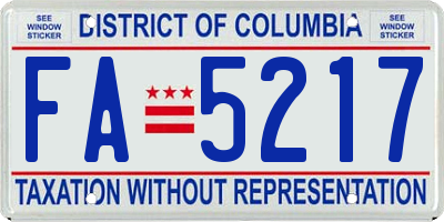 DC license plate FA5217