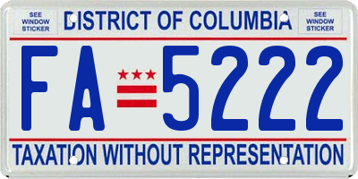 DC license plate FA5222