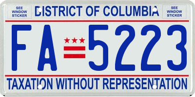 DC license plate FA5223