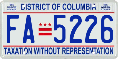 DC license plate FA5226