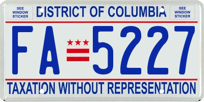 DC license plate FA5227