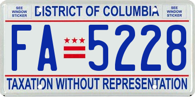 DC license plate FA5228