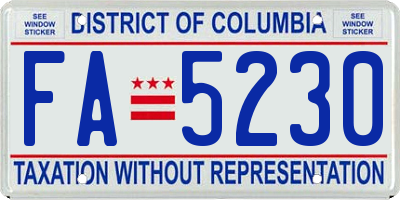 DC license plate FA5230