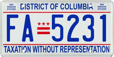 DC license plate FA5231