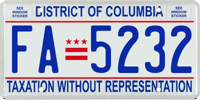 DC license plate FA5232