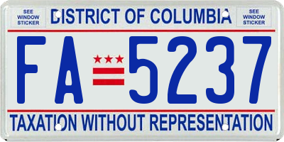 DC license plate FA5237