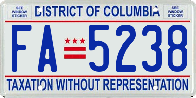 DC license plate FA5238