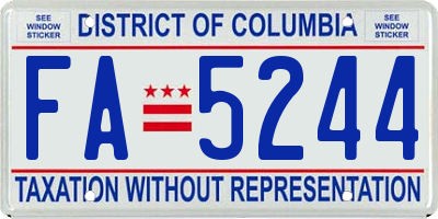 DC license plate FA5244