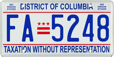 DC license plate FA5248