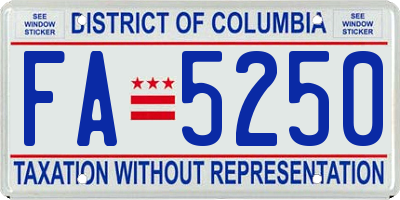 DC license plate FA5250