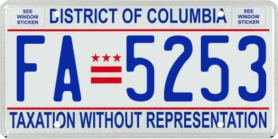 DC license plate FA5253