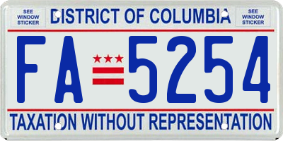 DC license plate FA5254