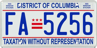 DC license plate FA5256