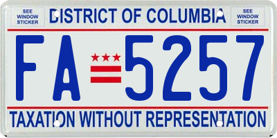 DC license plate FA5257