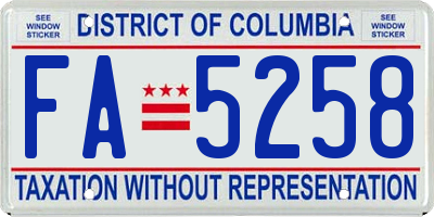 DC license plate FA5258