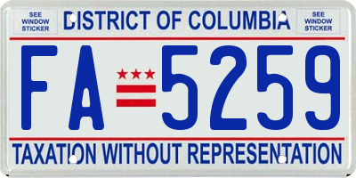 DC license plate FA5259