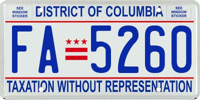 DC license plate FA5260