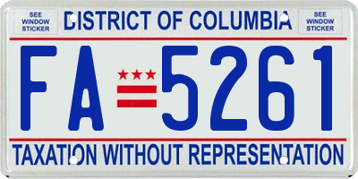 DC license plate FA5261