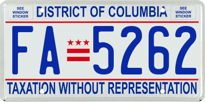 DC license plate FA5262