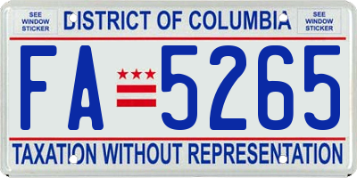 DC license plate FA5265