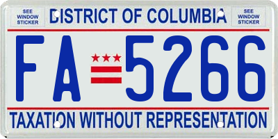 DC license plate FA5266