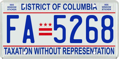 DC license plate FA5268