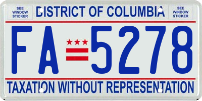 DC license plate FA5278