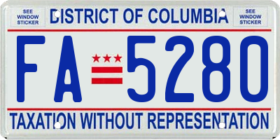 DC license plate FA5280