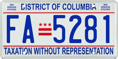 DC license plate FA5281