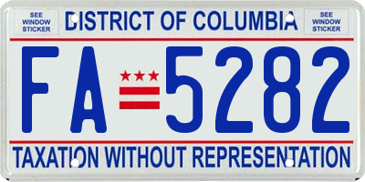 DC license plate FA5282