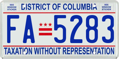 DC license plate FA5283