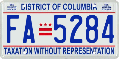 DC license plate FA5284