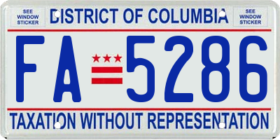 DC license plate FA5286