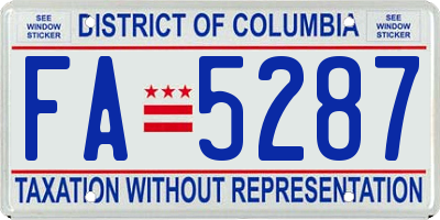 DC license plate FA5287