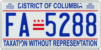 DC license plate FA5288