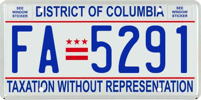 DC license plate FA5291