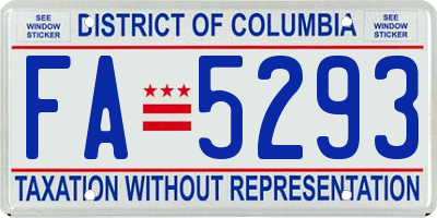 DC license plate FA5293