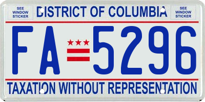 DC license plate FA5296