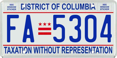 DC license plate FA5304