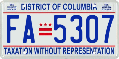 DC license plate FA5307