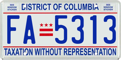 DC license plate FA5313