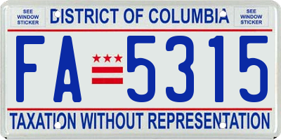 DC license plate FA5315